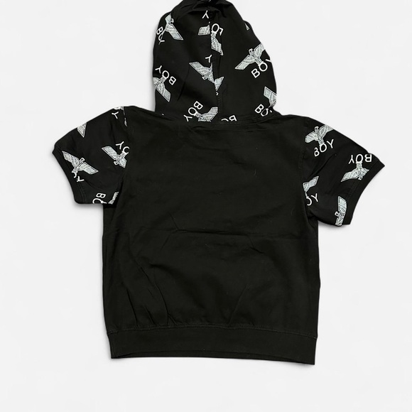 Boy London Black Short-Sleeve Hoodie – Silver Eagle Size: 7-8 Boys - Picture 2 of 4